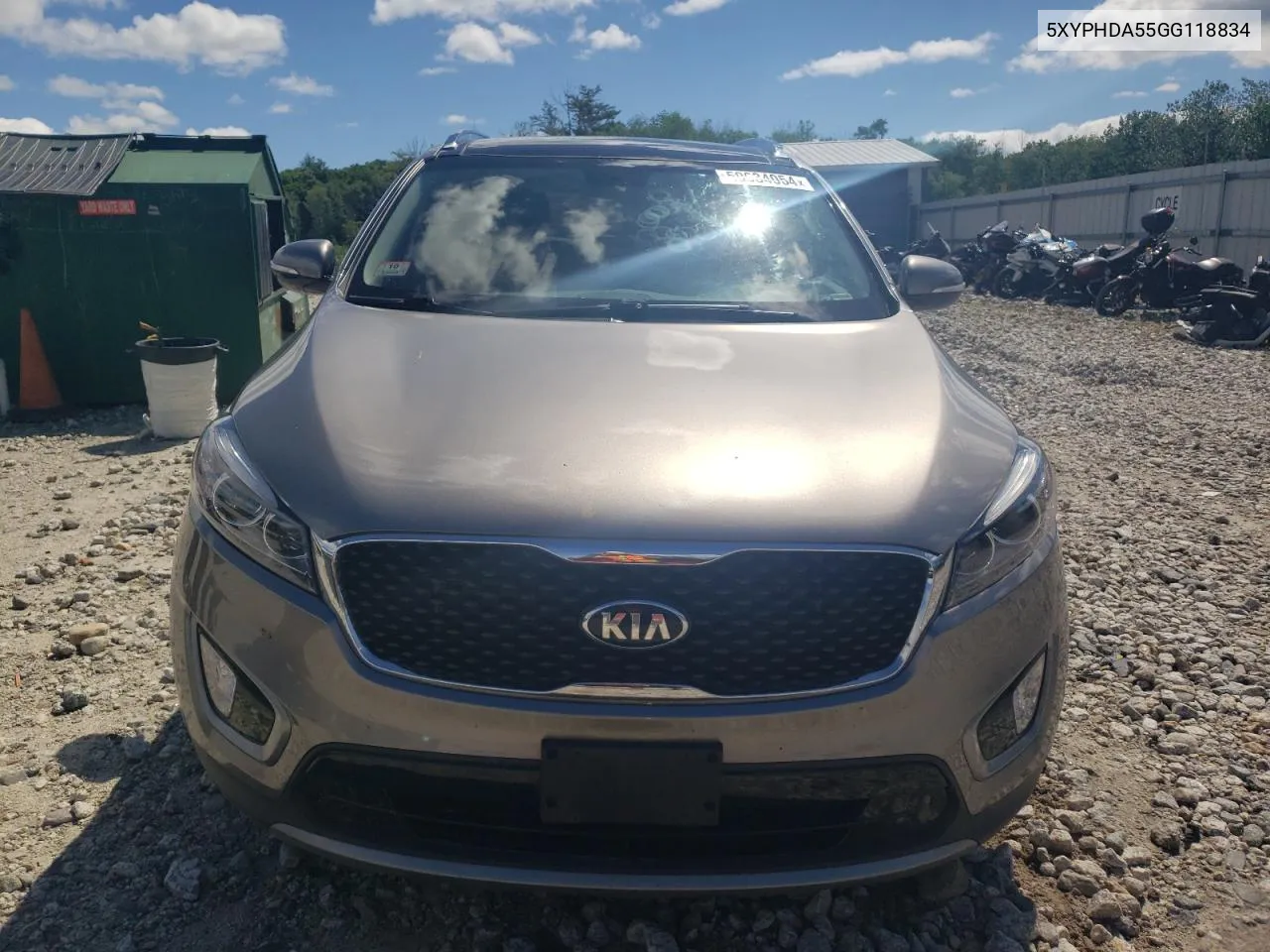 2016 Kia Sorento Ex VIN: 5XYPHDA55GG118834 Lot: 59634054