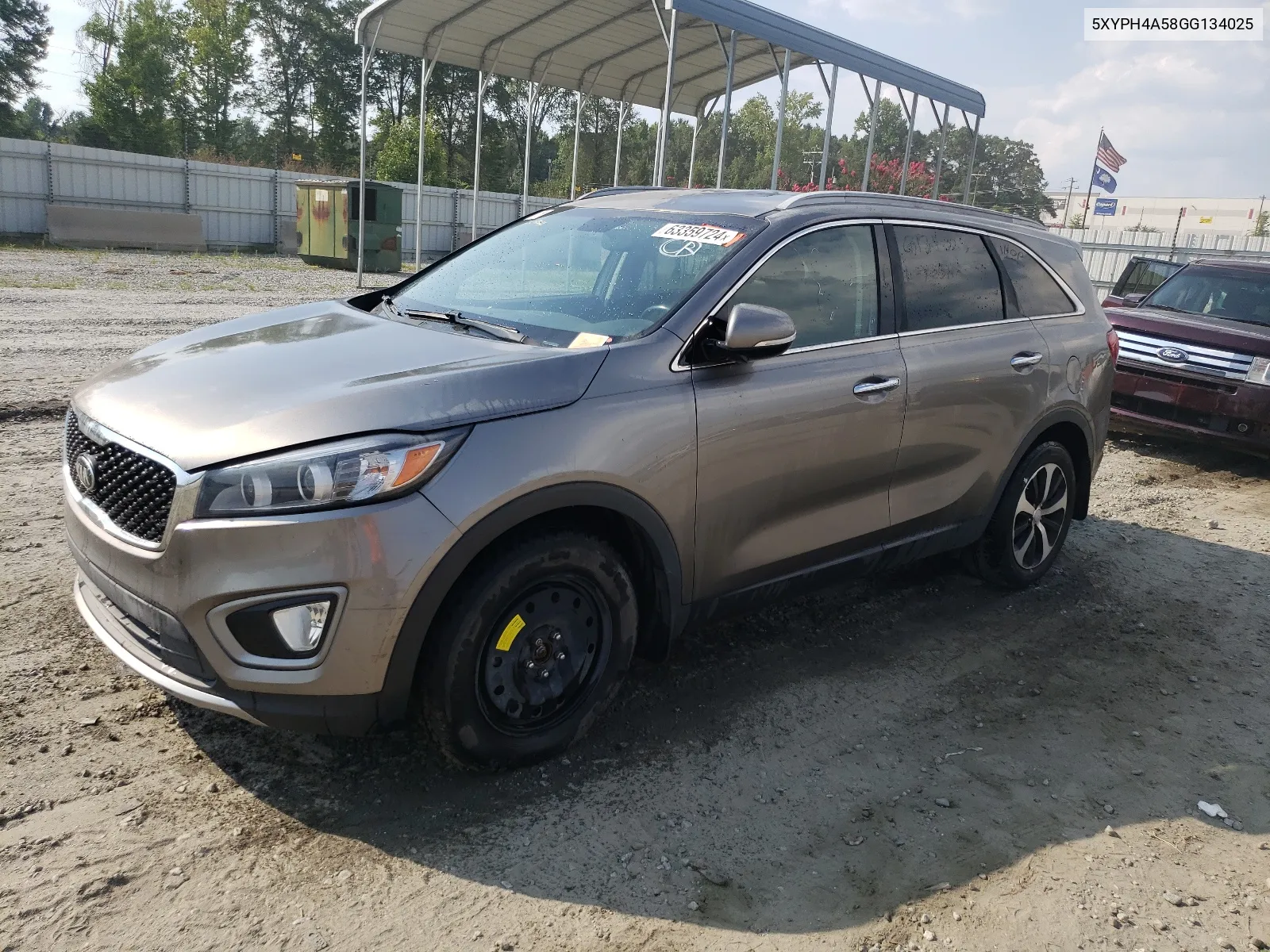 2016 Kia Sorento Ex VIN: 5XYPH4A58GG134025 Lot: 63359724