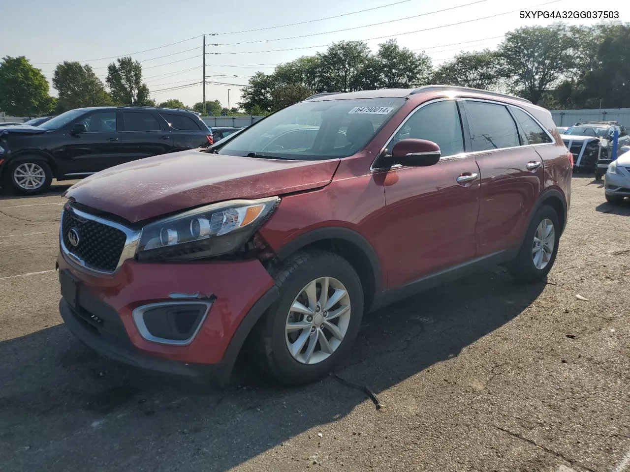 2016 Kia Sorento Lx VIN: 5XYPG4A32GG037503 Lot: 64790014