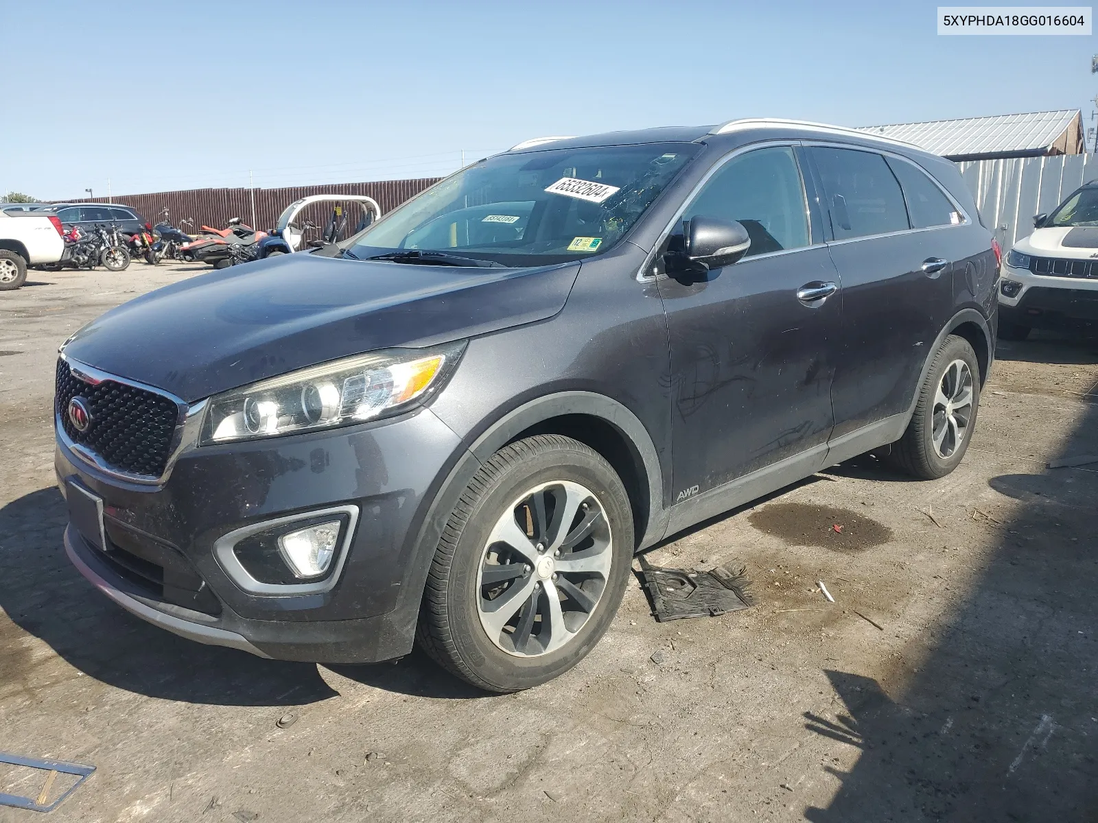 2016 Kia Sorento Ex VIN: 5XYPHDA18GG016604 Lot: 65332604