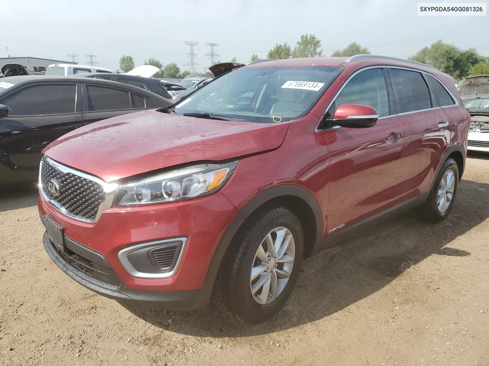 2016 Kia Sorento Lx VIN: 5XYPGDA54GG081326 Lot: 67069134