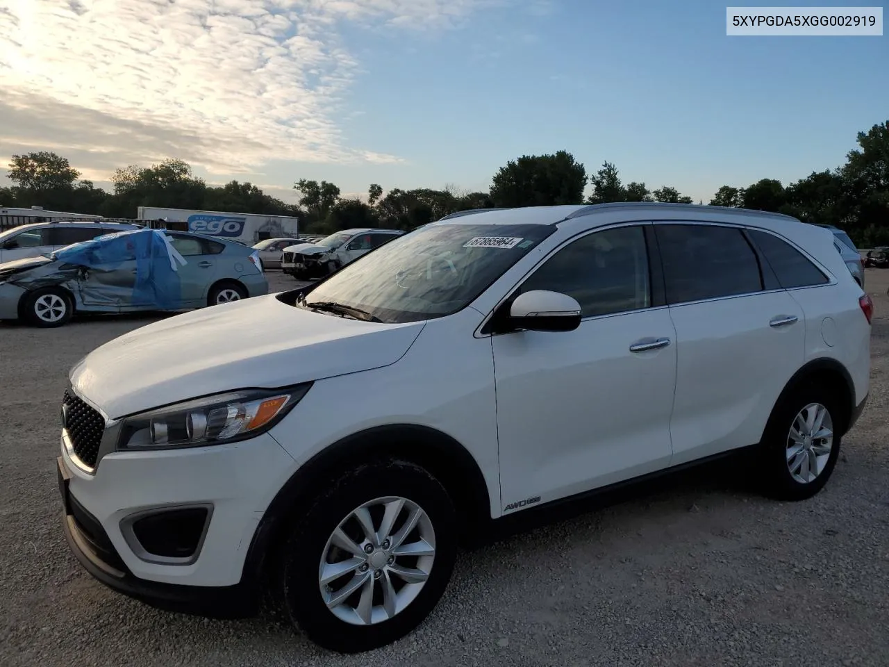 2016 Kia Sorento Lx VIN: 5XYPGDA5XGG002919 Lot: 67865964