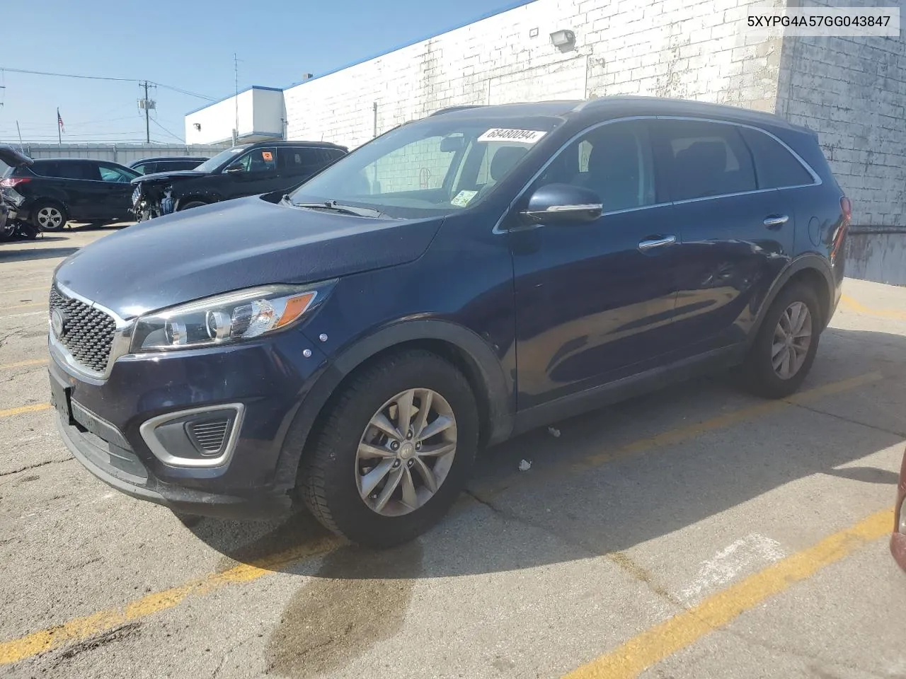 2016 Kia Sorento Lx VIN: 5XYPG4A57GG043847 Lot: 68480094