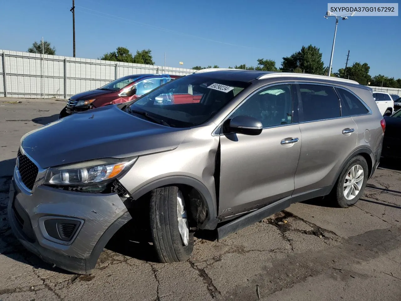 2016 Kia Sorento Lx VIN: 5XYPGDA37GG167292 Lot: 69290234