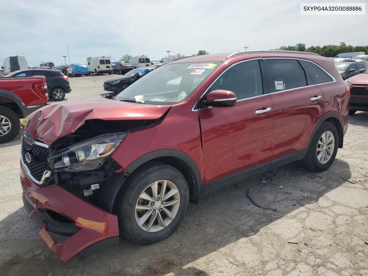 2016 Kia Sorento Lx VIN: 5XYPG4A32GG088886 Lot: 69998924