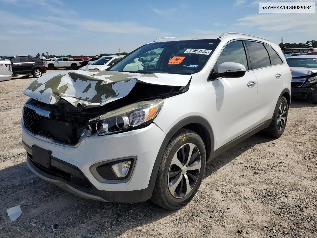 2016 Kia Sorento Ex VIN: 5XYPH4A14GG039684 Lot: 70053234