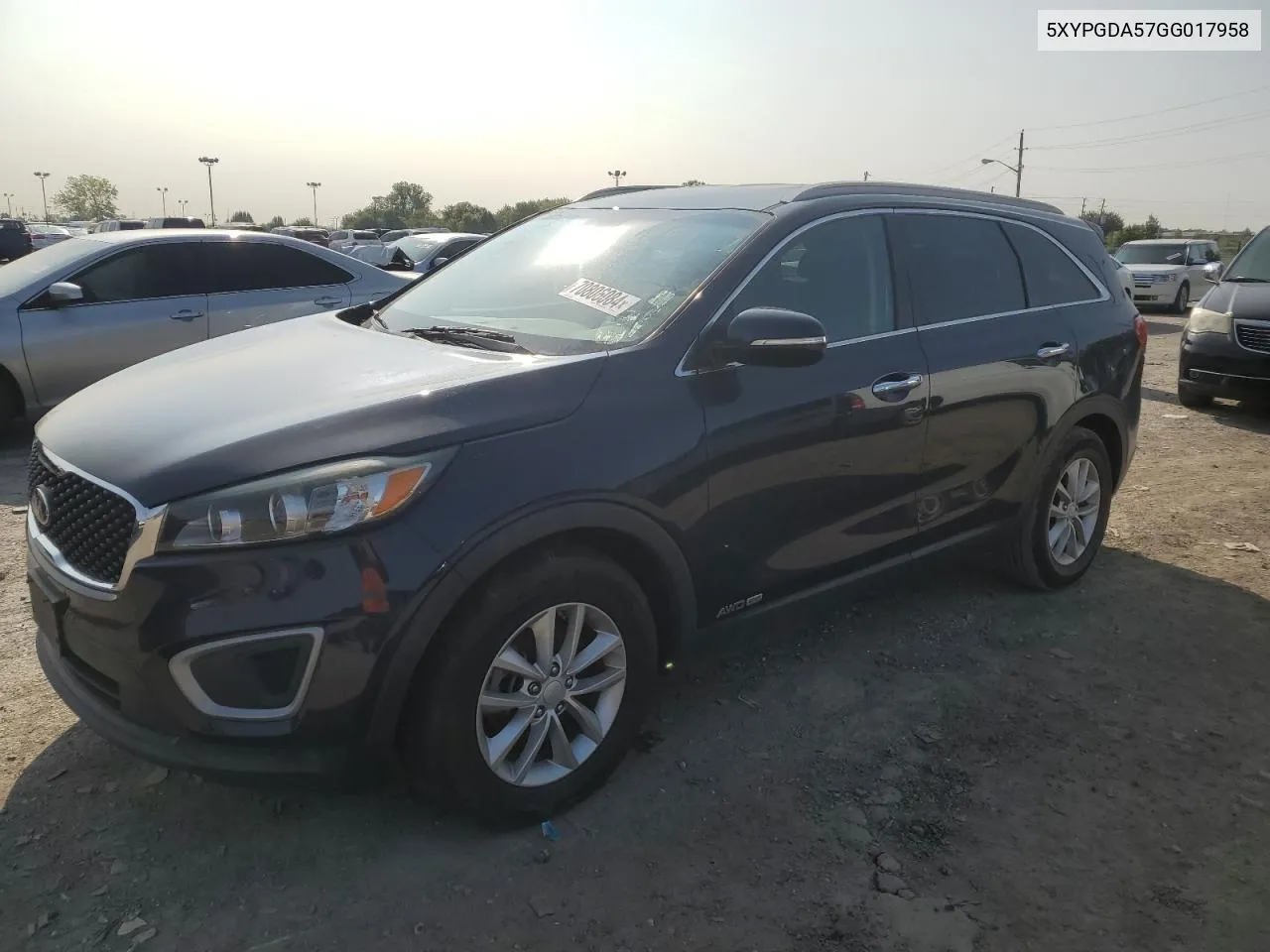 2016 Kia Sorento Lx VIN: 5XYPGDA57GG017958 Lot: 70806084