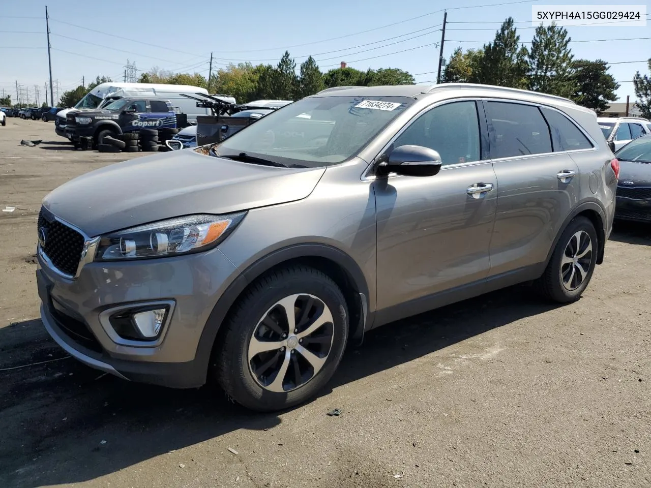 2016 Kia Sorento Ex VIN: 5XYPH4A15GG029424 Lot: 71634274