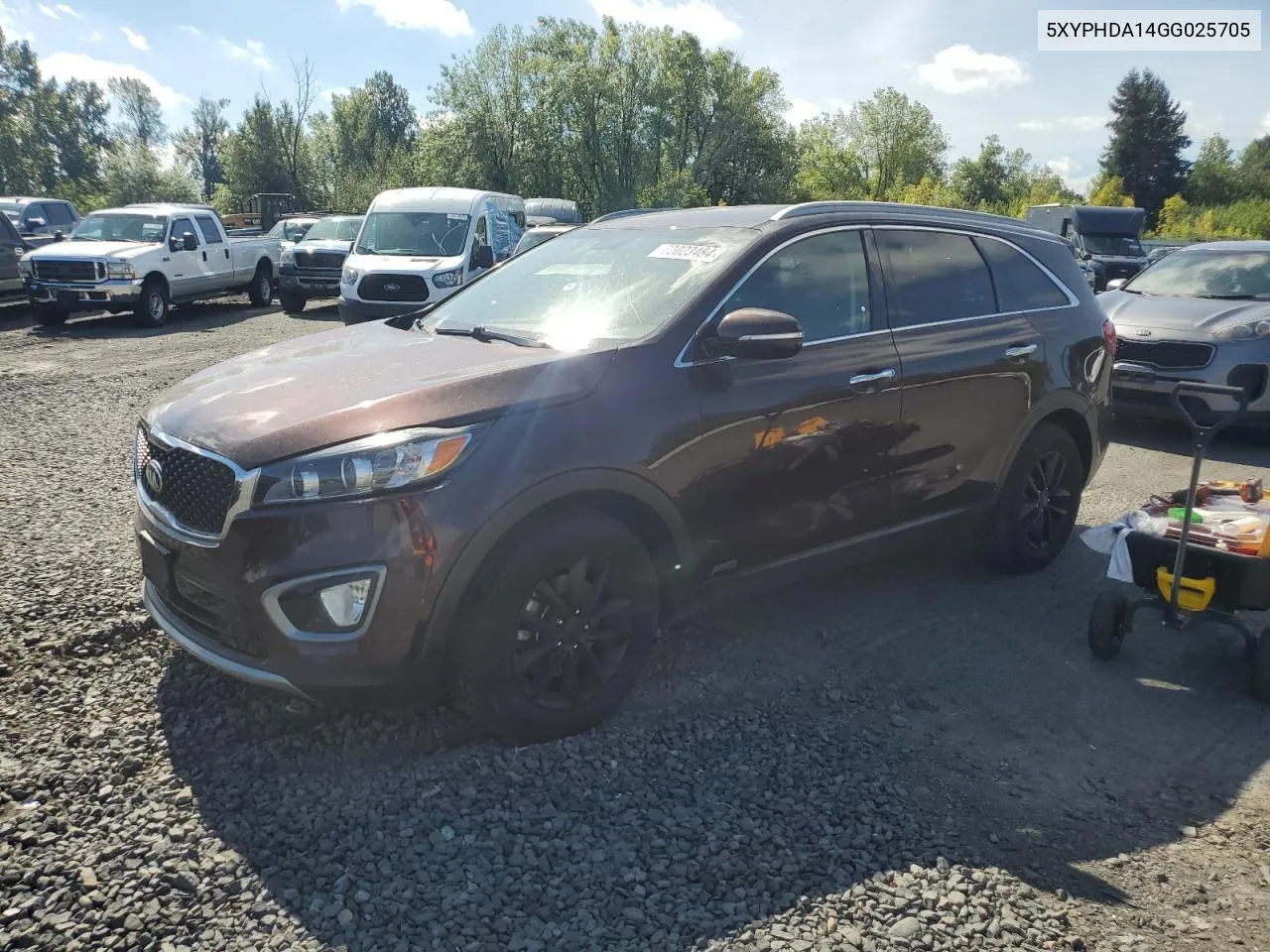 2016 Kia Sorento Ex VIN: 5XYPHDA14GG025705 Lot: 72023484