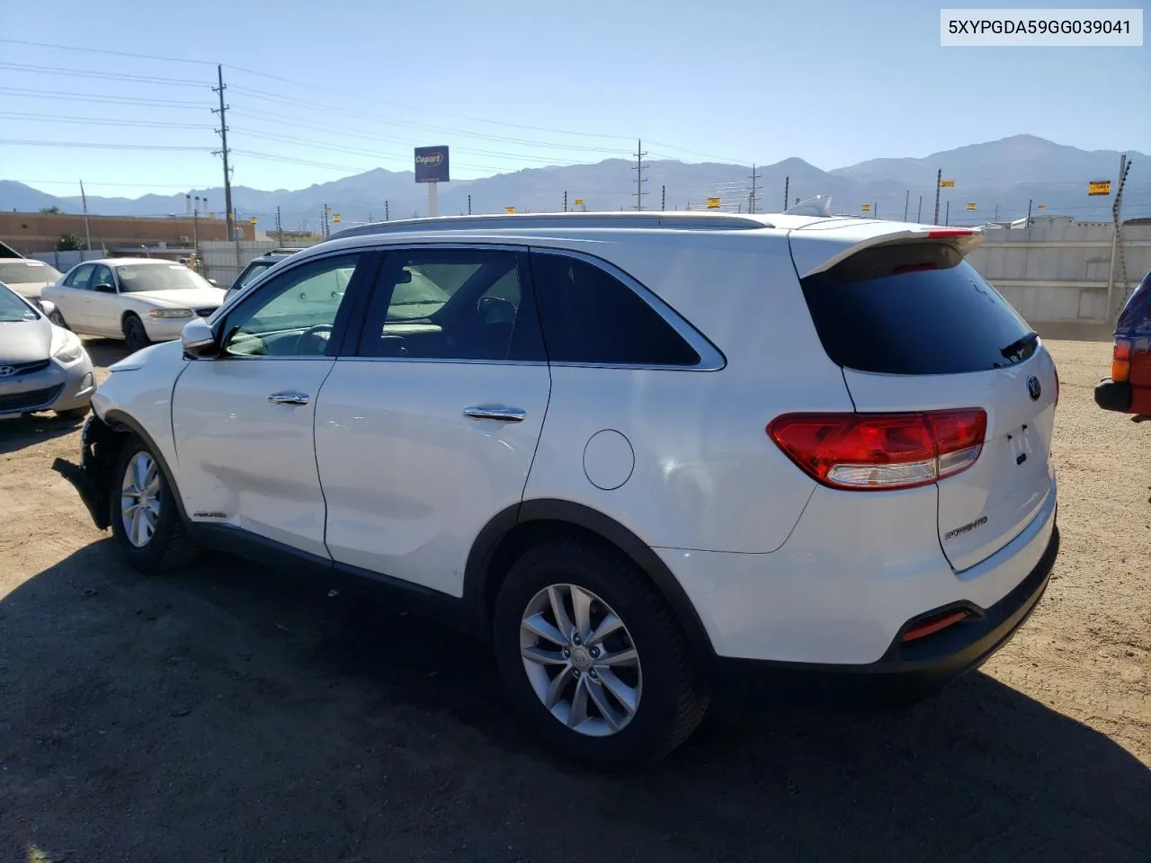 2016 Kia Sorento Lx VIN: 5XYPGDA59GG039041 Lot: 73023964