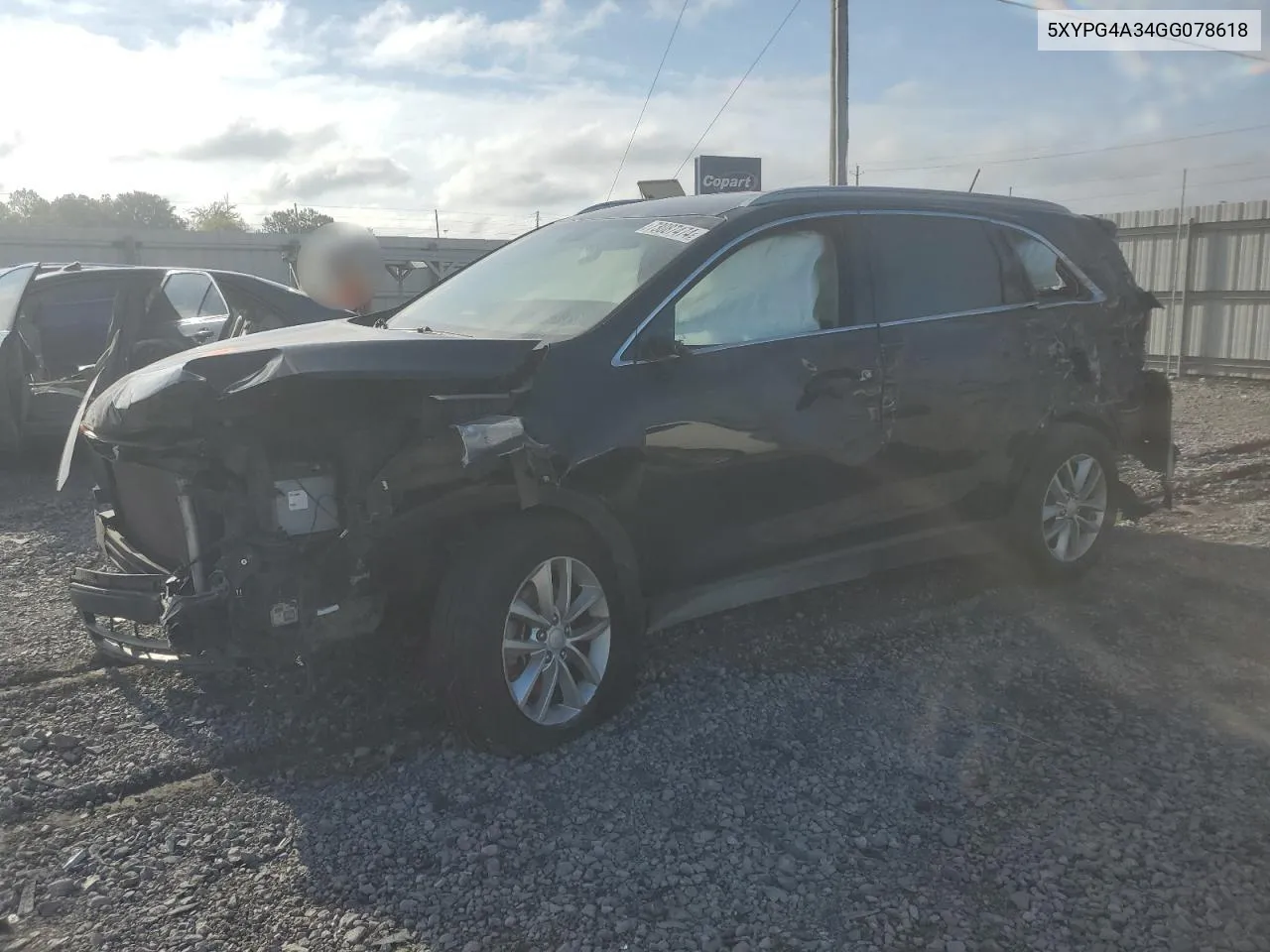 2016 Kia Sorento Lx VIN: 5XYPG4A34GG078618 Lot: 73087474