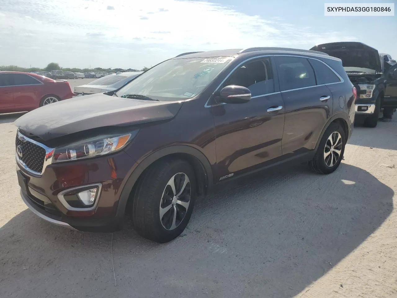 2016 Kia Sorento Ex VIN: 5XYPHDA53GG180846 Lot: 74832244