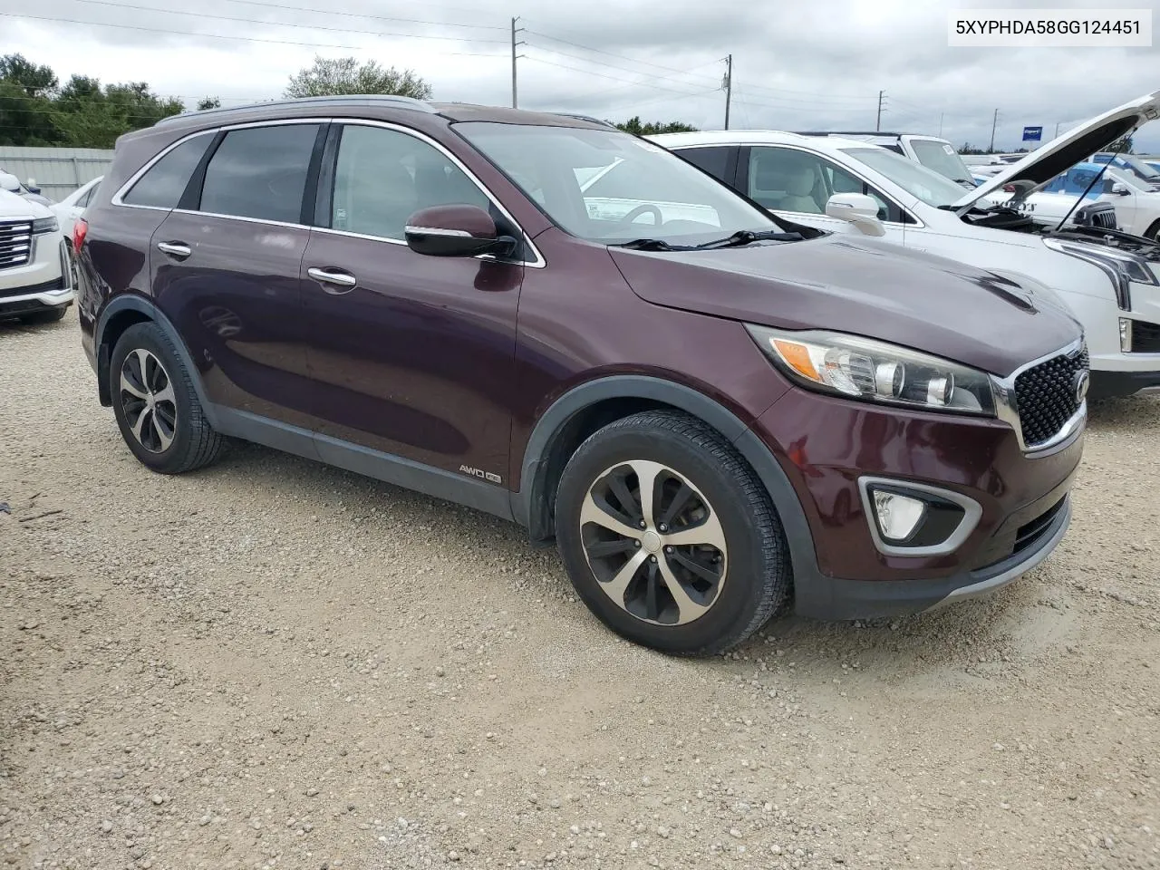 2016 Kia Sorento Ex VIN: 5XYPHDA58GG124451 Lot: 74921734