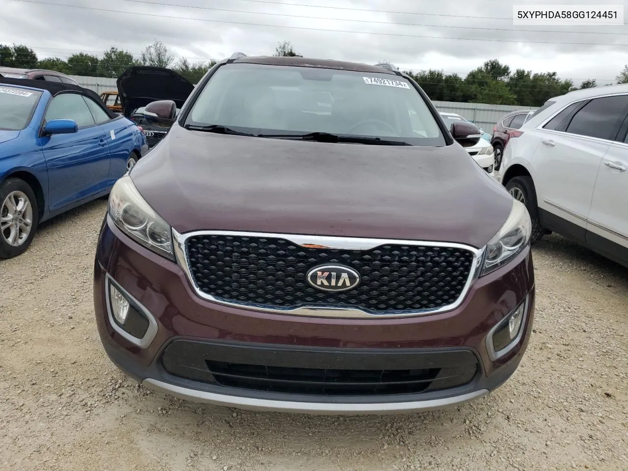 2016 Kia Sorento Ex VIN: 5XYPHDA58GG124451 Lot: 74921734