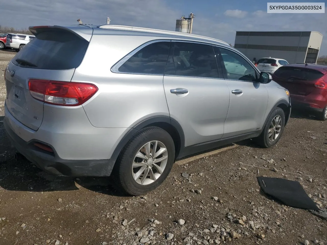 5XYPGDA35GG003524 2016 Kia Sorento Lx