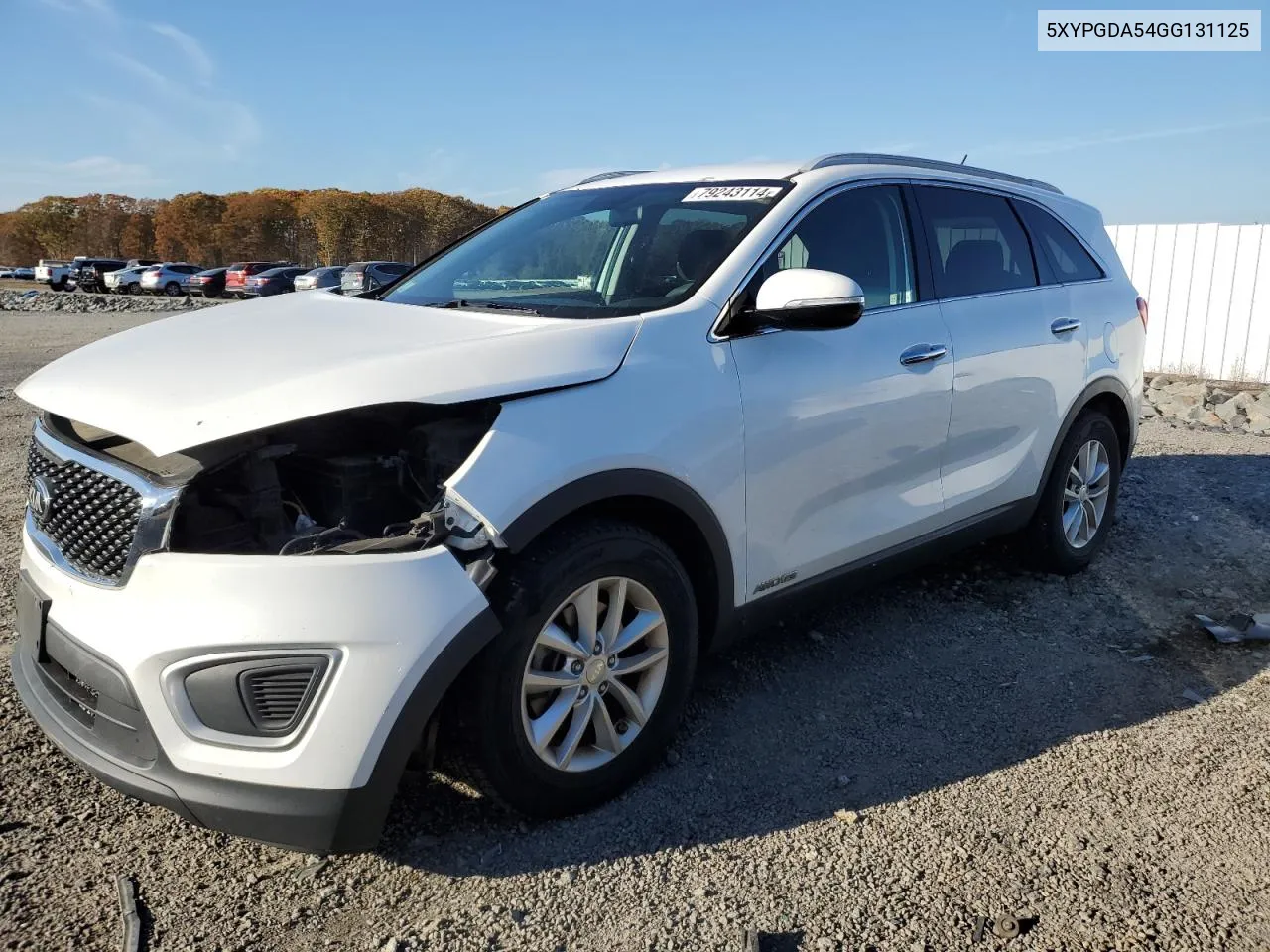 2016 Kia Sorento Lx VIN: 5XYPGDA54GG131125 Lot: 79243114