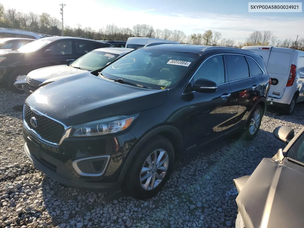 2016 Kia Sorento Lx VIN: 5XYPGDA58GG024921 Lot: 80093884