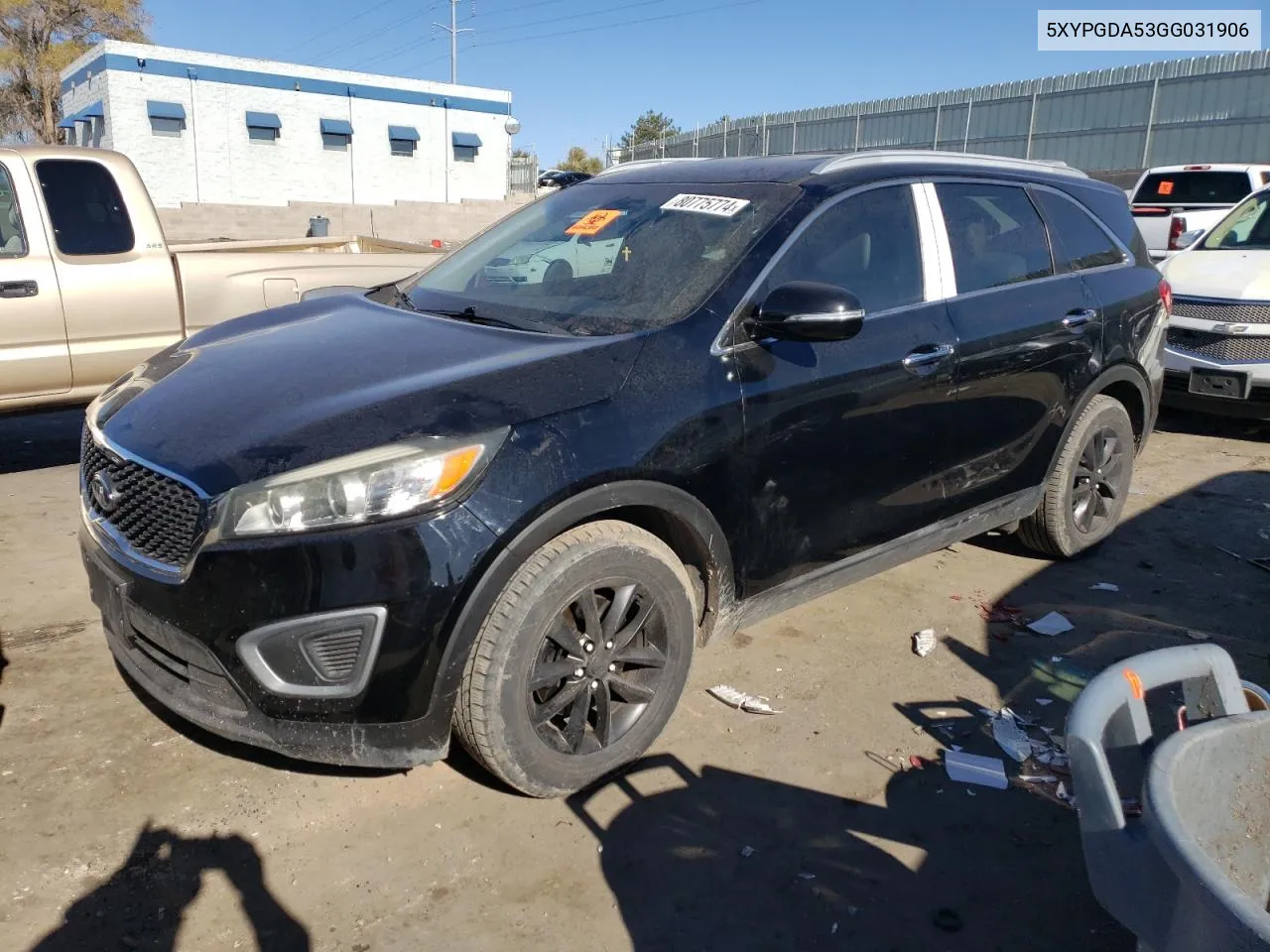 2016 Kia Sorento Lx VIN: 5XYPGDA53GG031906 Lot: 80775774