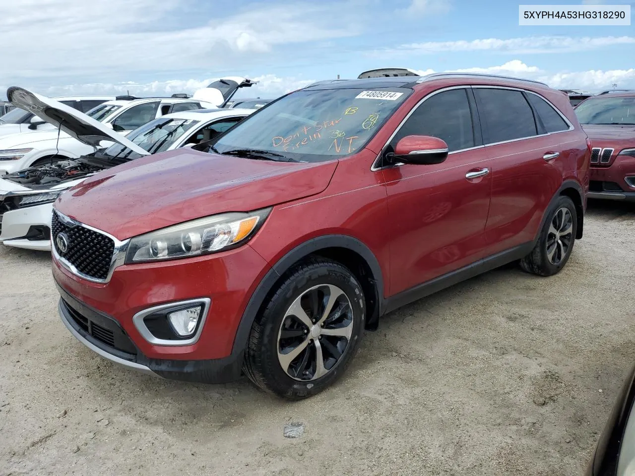 2017 Kia Sorento Ex VIN: 5XYPH4A53HG318290 Lot: 74805914