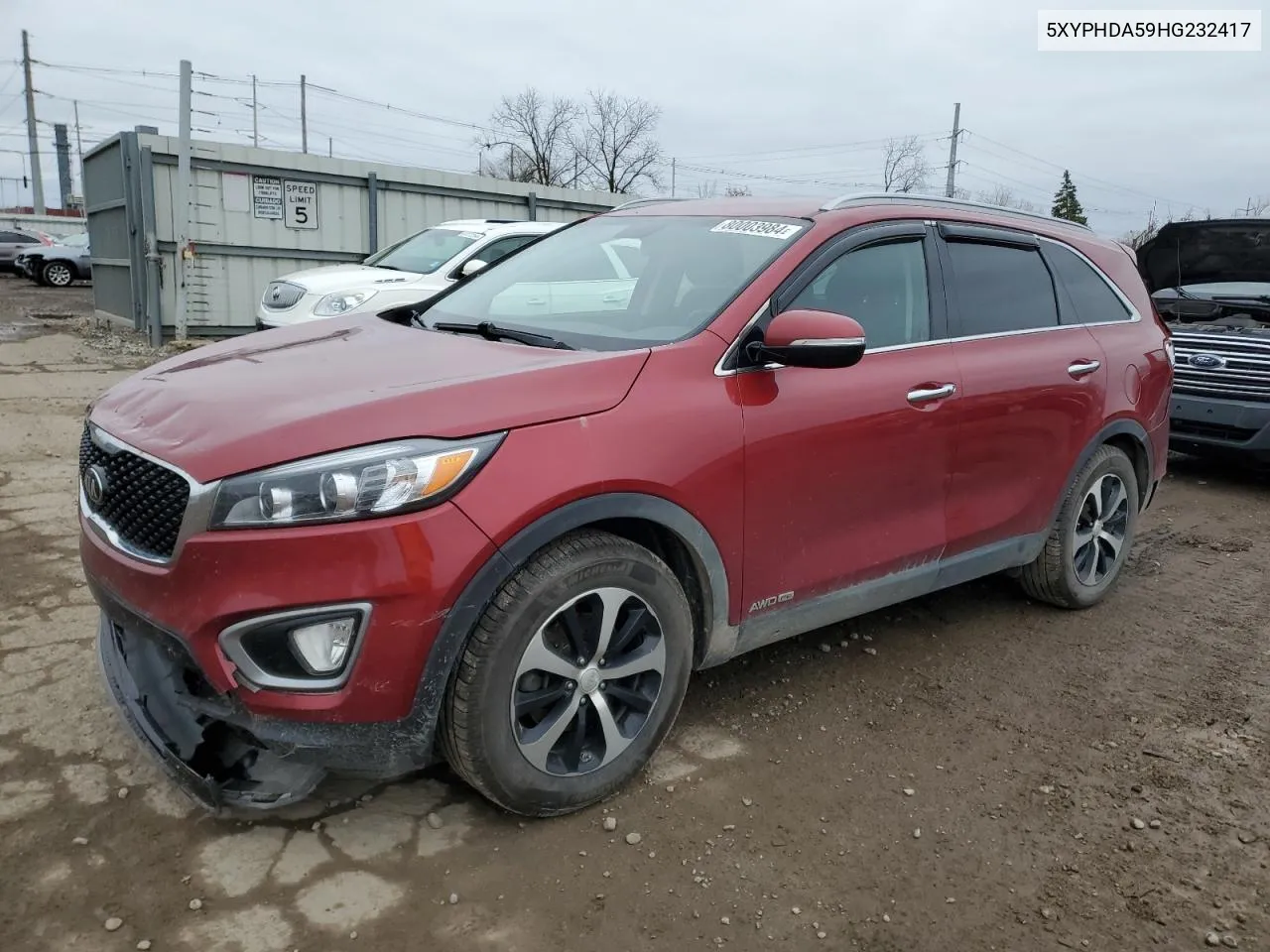 2017 Kia Sorento Ex VIN: 5XYPHDA59HG232417 Lot: 80003984