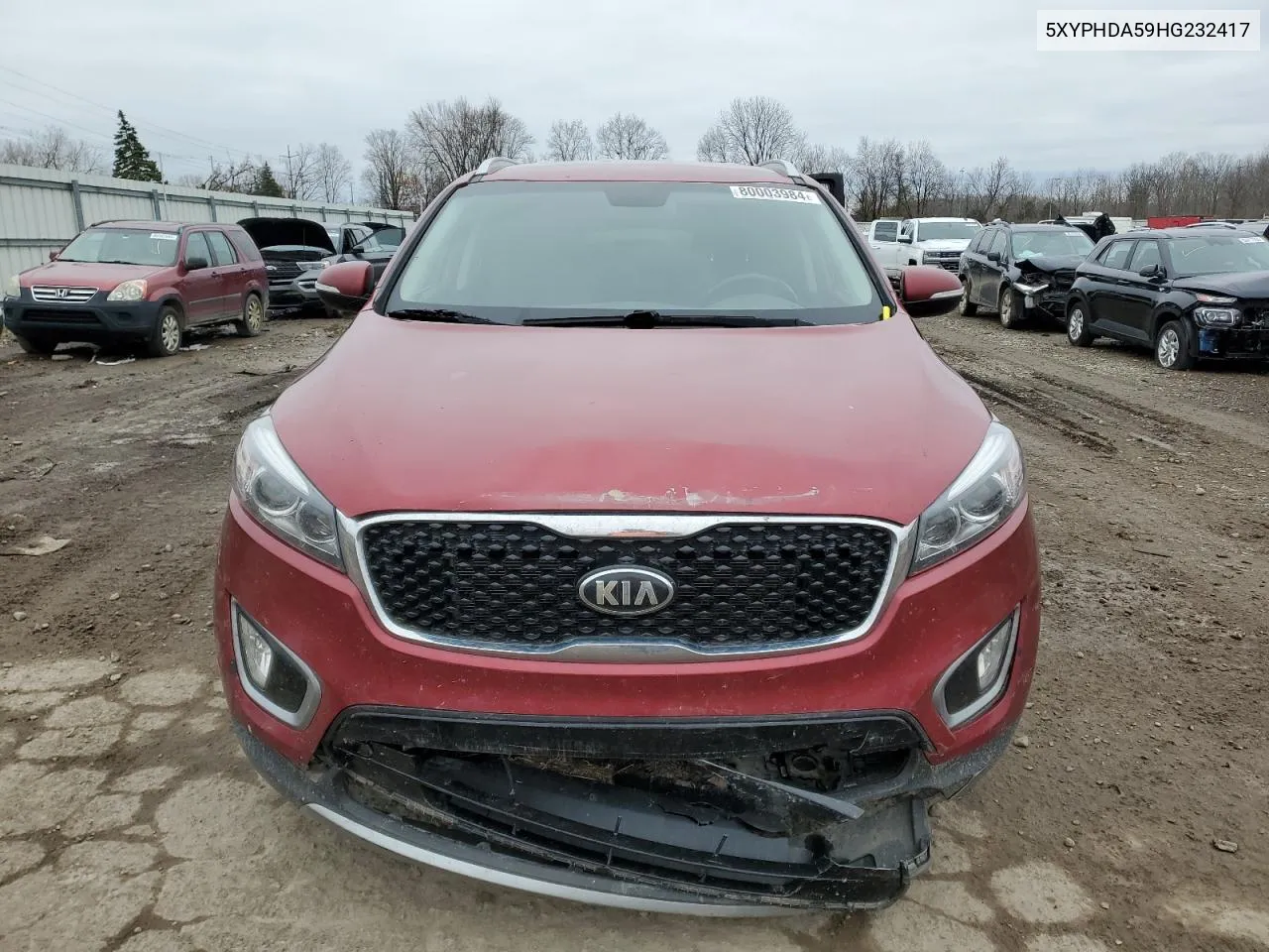 2017 Kia Sorento Ex VIN: 5XYPHDA59HG232417 Lot: 80003984