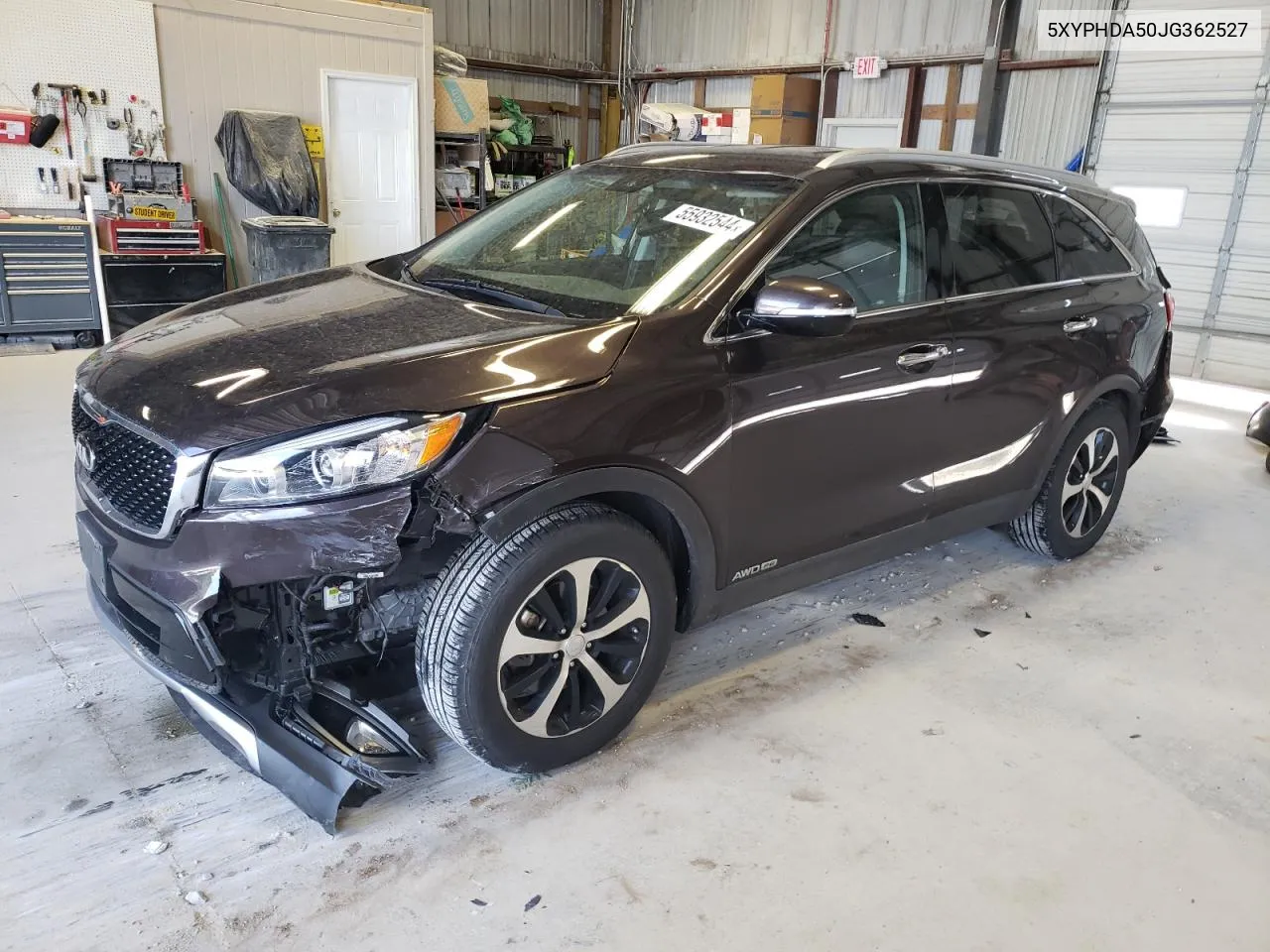 2018 Kia Sorento Ex VIN: 5XYPHDA50JG362527 Lot: 55932544