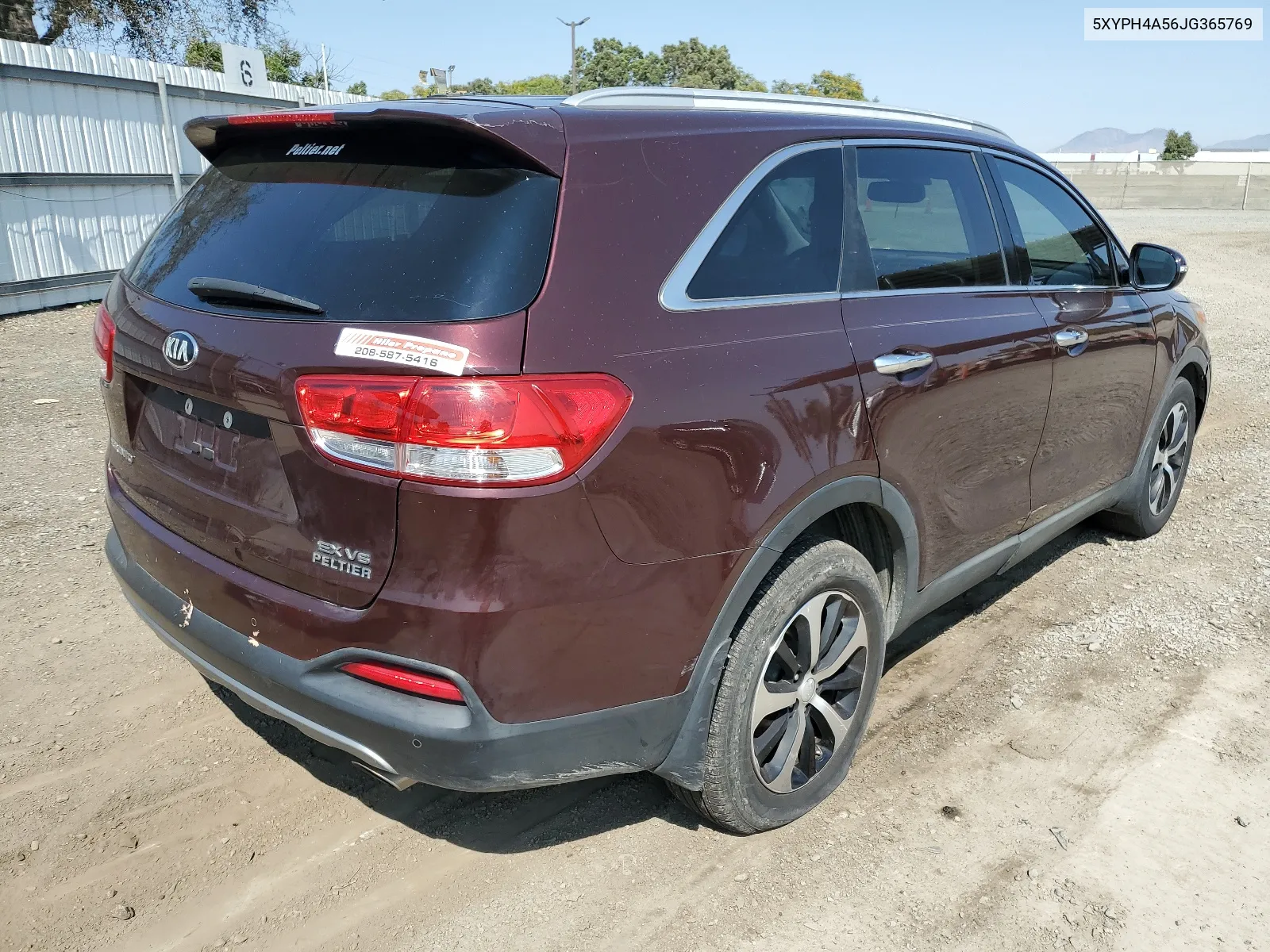 2018 Kia Sorento Ex VIN: 5XYPH4A56JG365769 Lot: 65015824