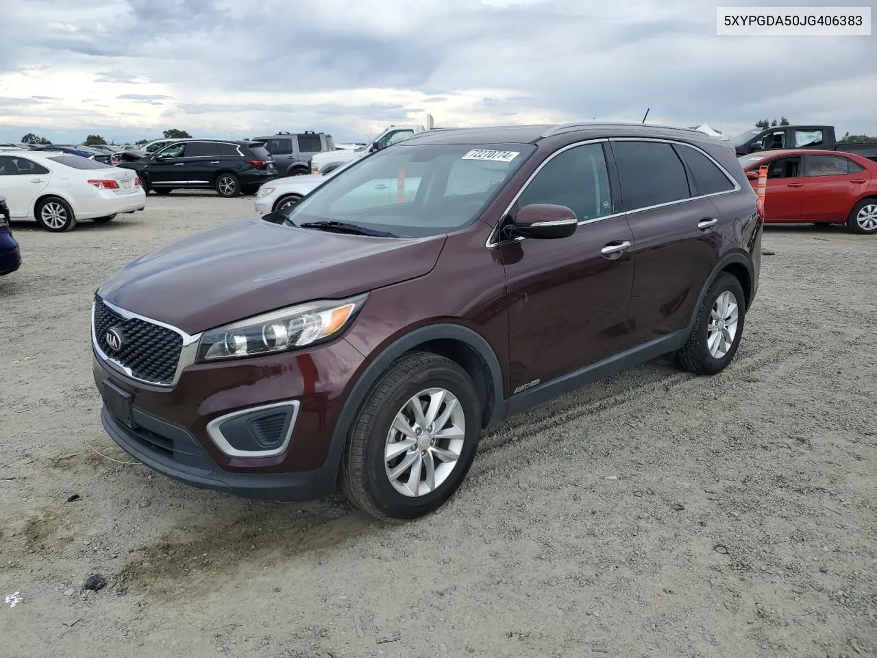 2018 Kia Sorento Lx VIN: 5XYPGDA50JG406383 Lot: 72270774