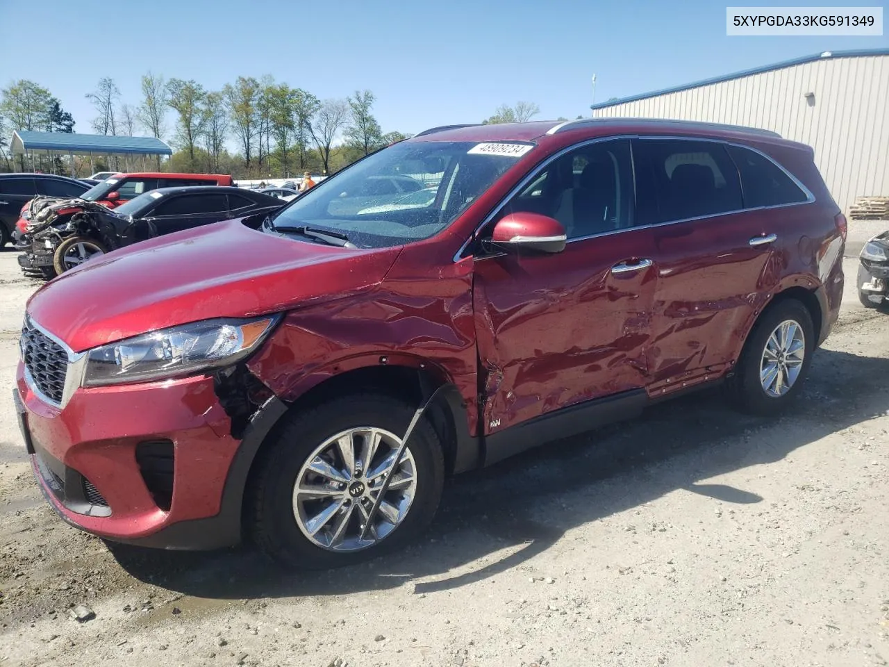 2019 Kia Sorento L VIN: 5XYPGDA33KG591349 Lot: 48909234