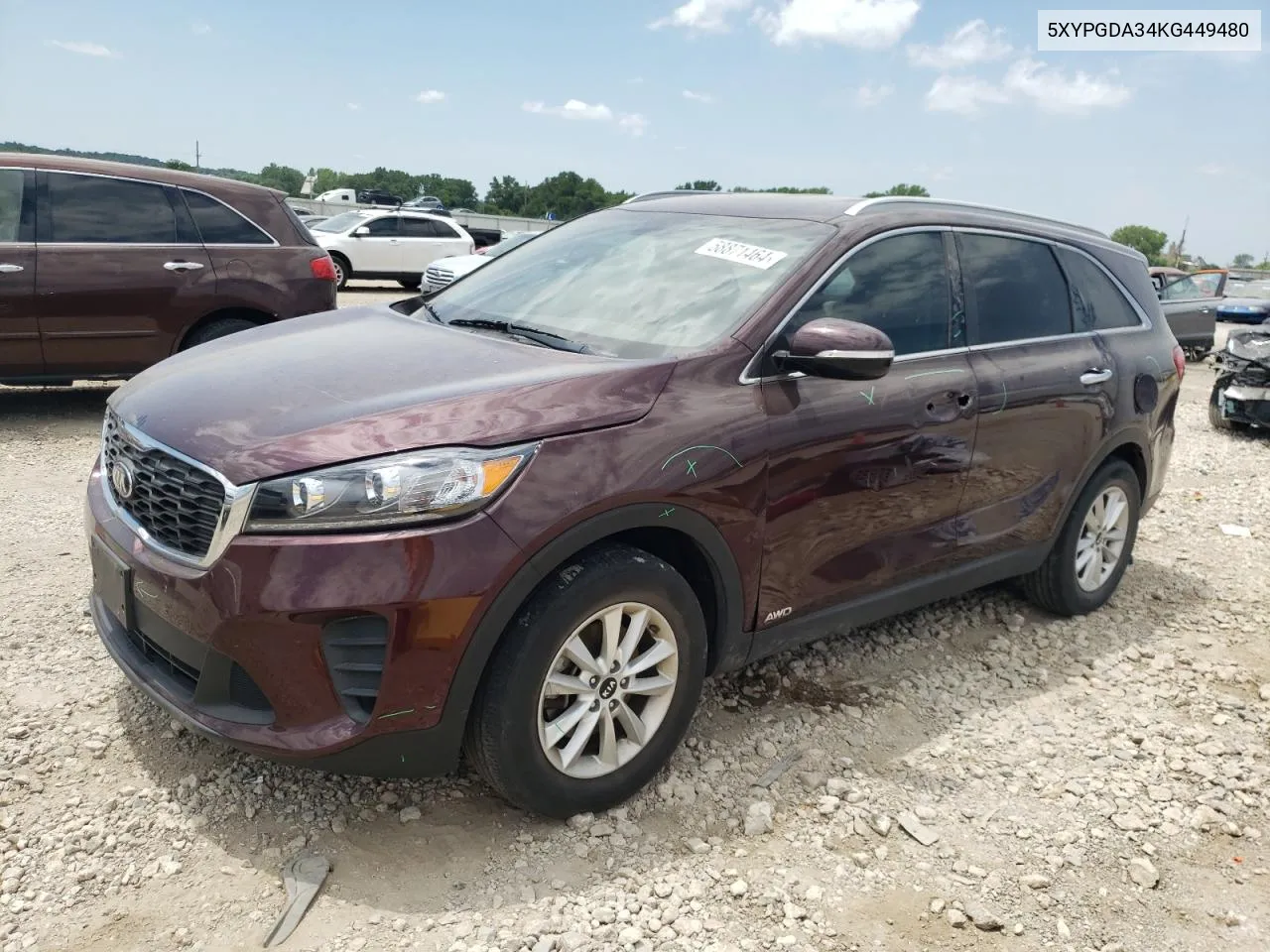 2019 Kia Sorento L VIN: 5XYPGDA34KG449480 Lot: 58871464