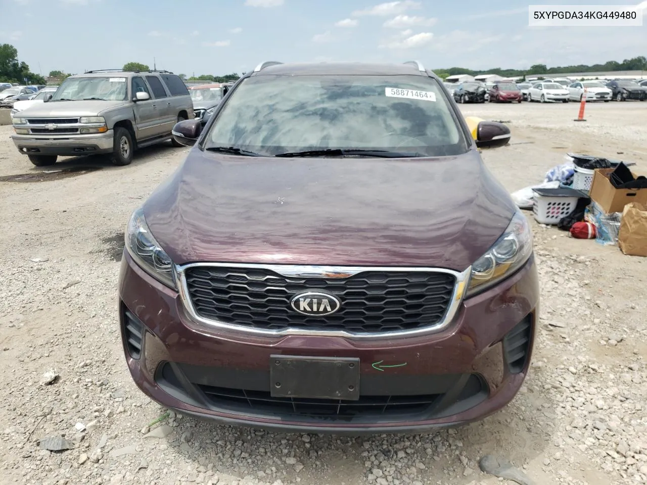 2019 Kia Sorento L VIN: 5XYPGDA34KG449480 Lot: 58871464