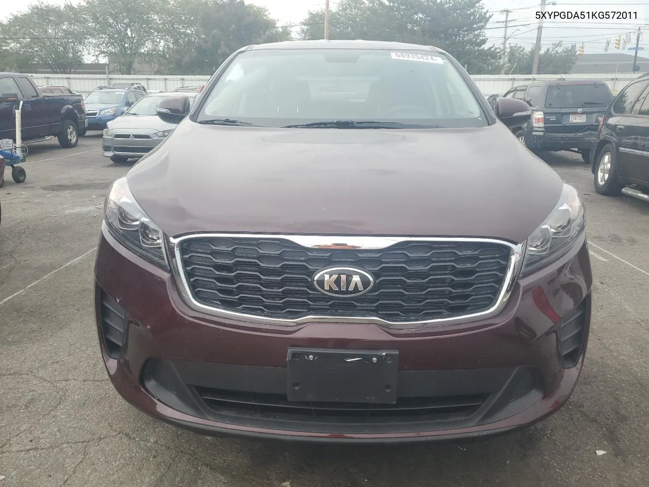 2019 Kia Sorento Lx VIN: 5XYPGDA51KG572011 Lot: 68935424