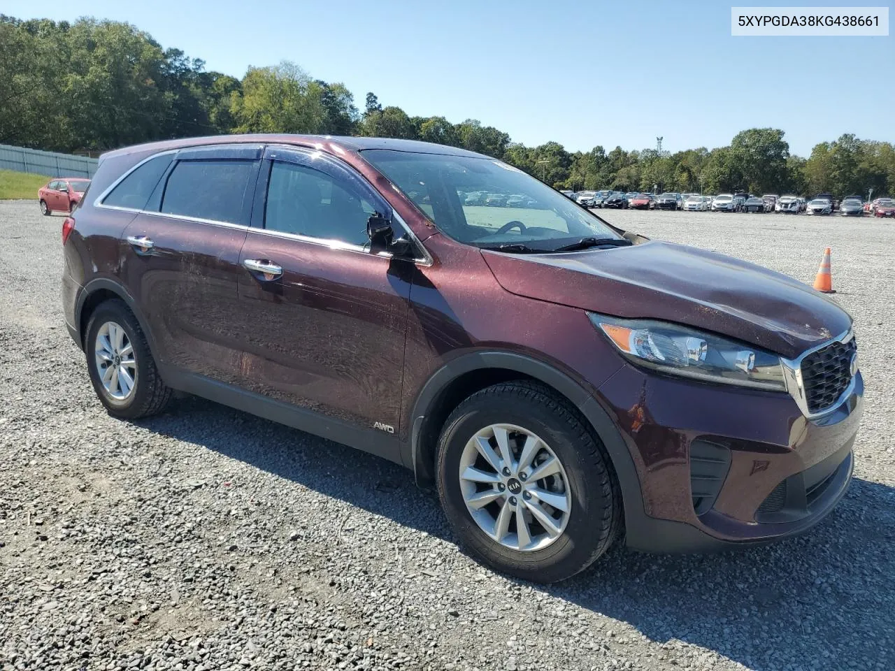 2019 Kia Sorento L VIN: 5XYPGDA38KG438661 Lot: 74612994