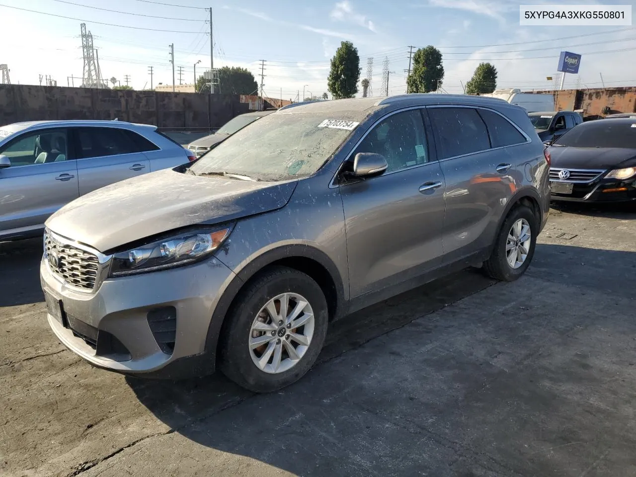 2019 Kia Sorento L VIN: 5XYPG4A3XKG550801 Lot: 75703754