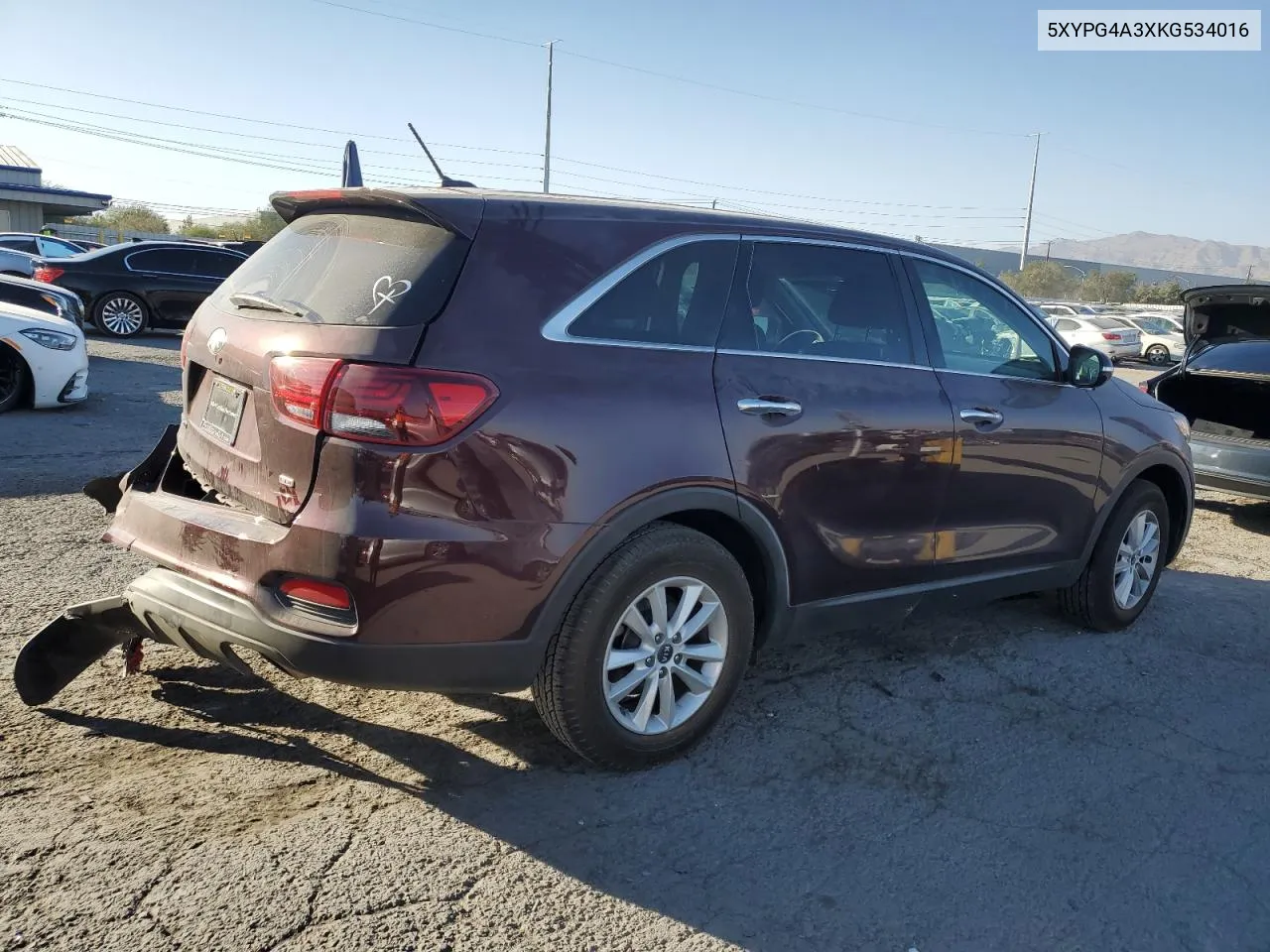 2019 Kia Sorento L VIN: 5XYPG4A3XKG534016 Lot: 77472404