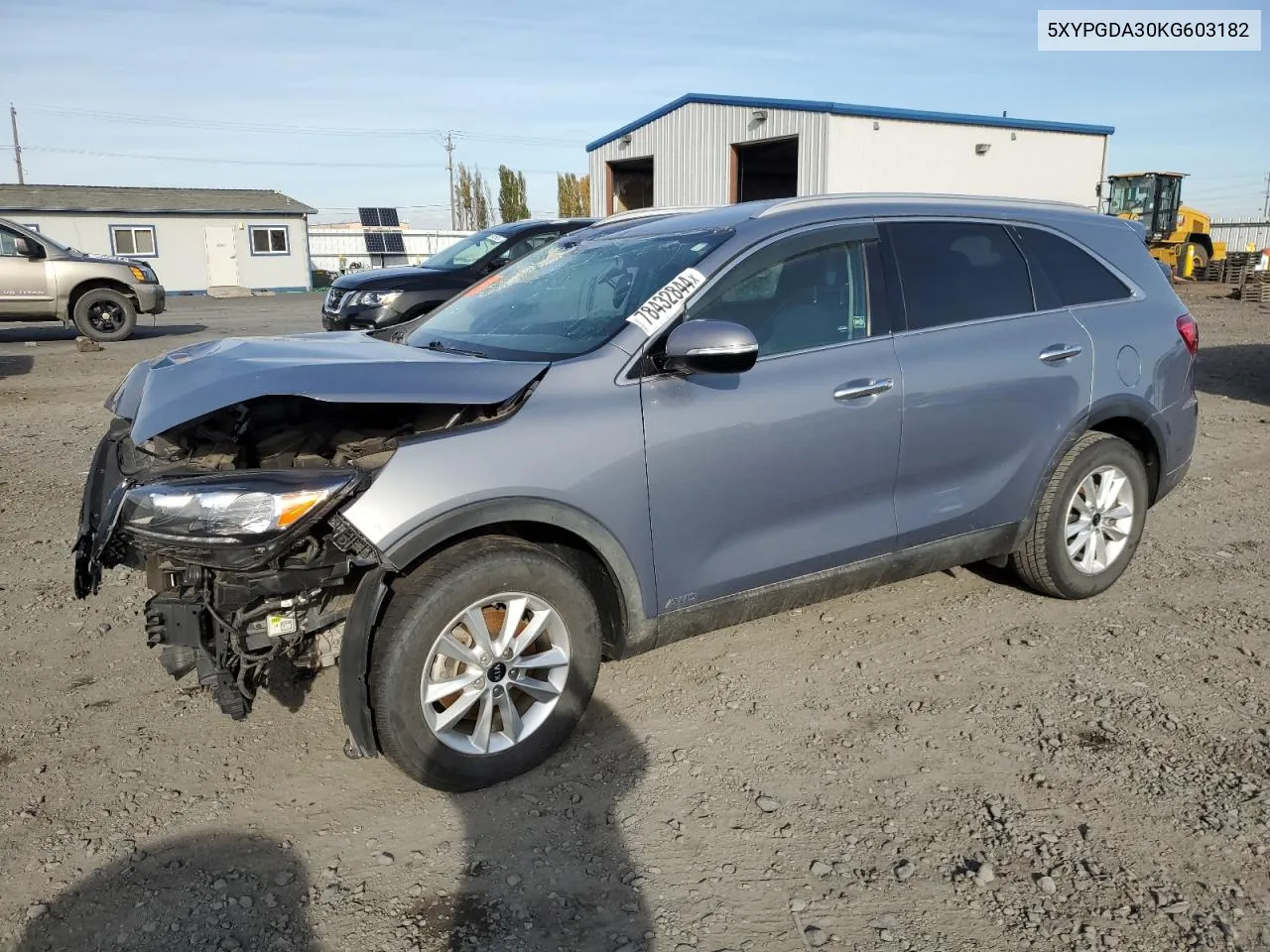 2019 Kia Sorento L VIN: 5XYPGDA30KG603182 Lot: 78432844