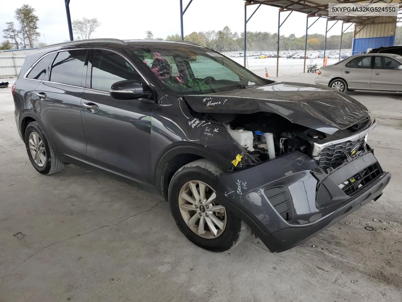 2019 Kia Sorento L VIN: 5XYPG4A32KG524550 Lot: 78823084