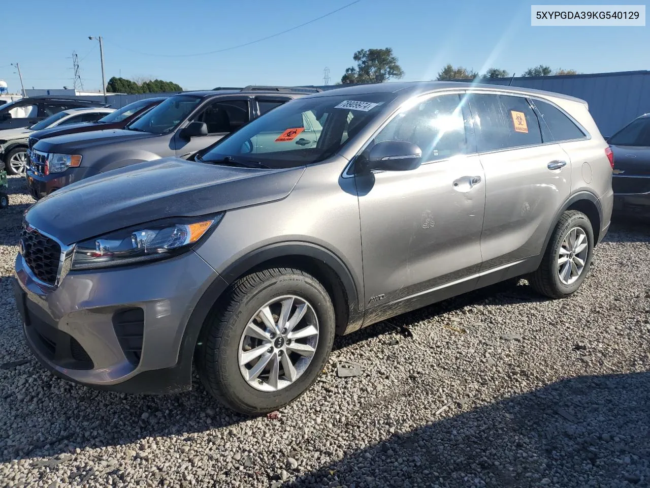 2019 Kia Sorento L VIN: 5XYPGDA39KG540129 Lot: 78909974