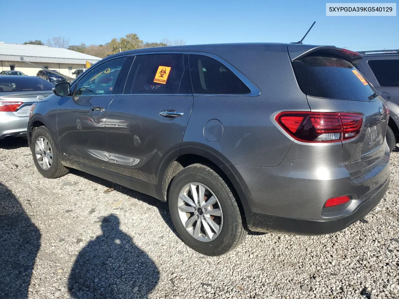 2019 Kia Sorento L VIN: 5XYPGDA39KG540129 Lot: 78909974