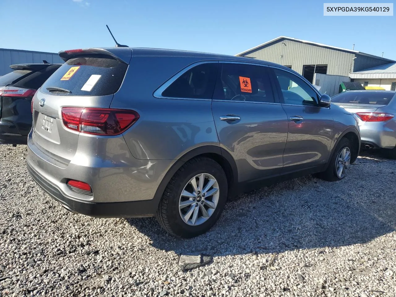 2019 Kia Sorento L VIN: 5XYPGDA39KG540129 Lot: 78909974