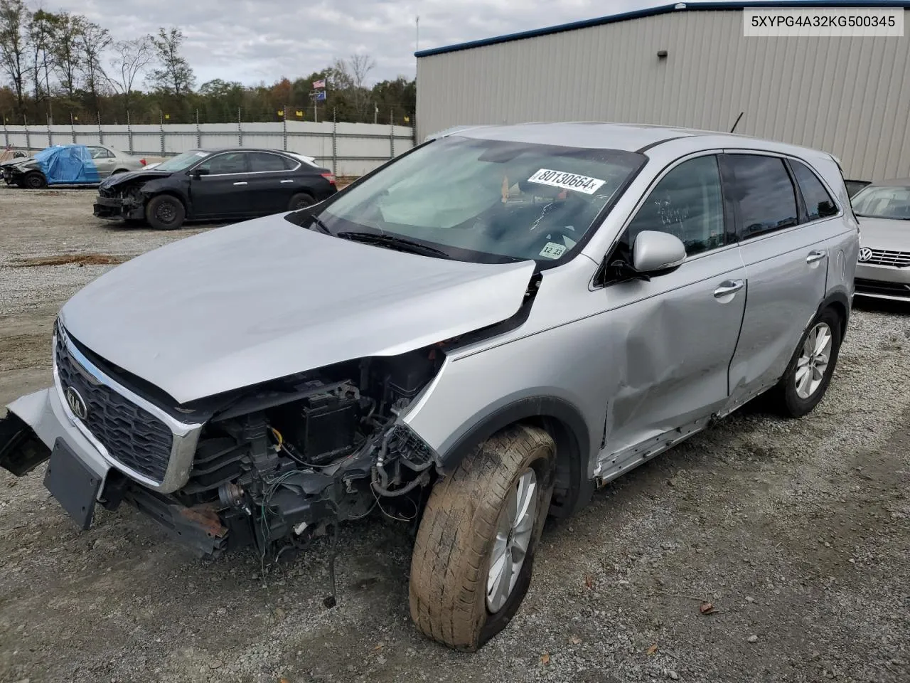 2019 Kia Sorento L VIN: 5XYPG4A32KG500345 Lot: 80130664