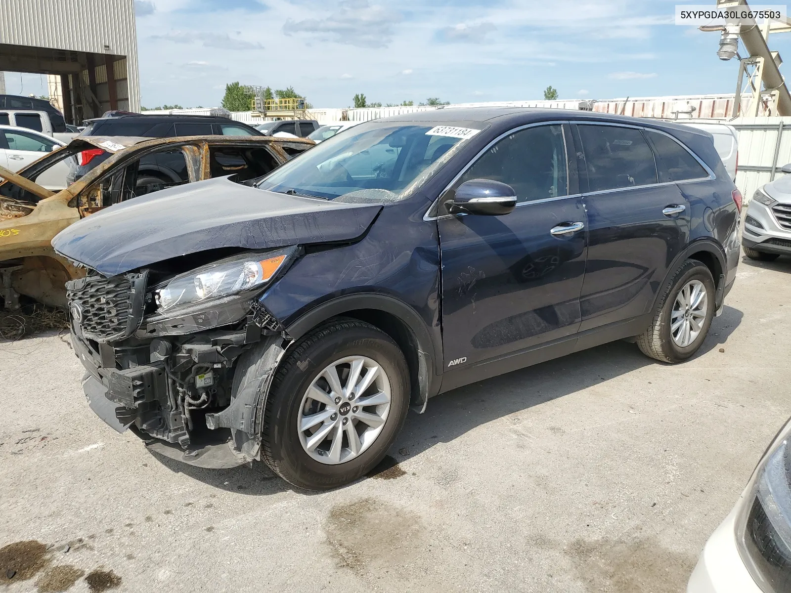 2020 Kia Sorento L VIN: 5XYPGDA30LG675503 Lot: 63731184