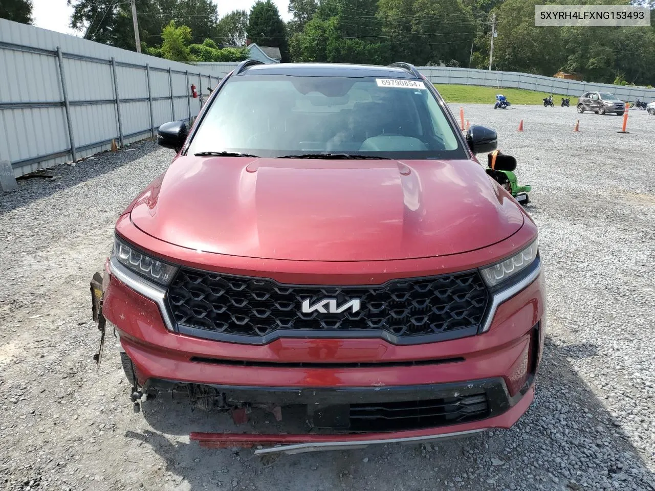 2022 Kia Sorento Ex VIN: 5XYRH4LFXNG153493 Lot: 69790854