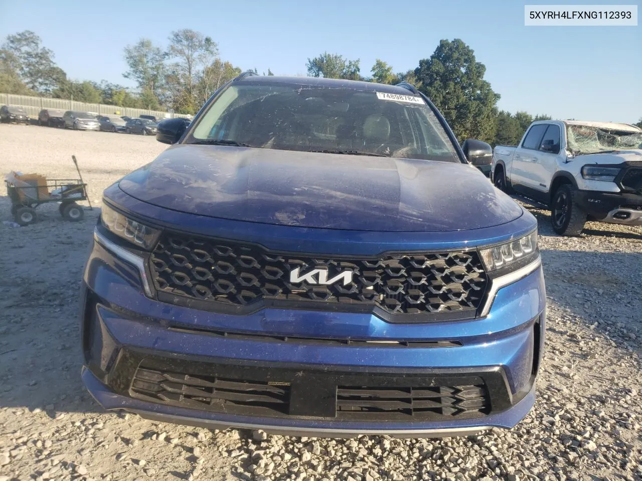 2022 Kia Sorento Ex VIN: 5XYRH4LFXNG112393 Lot: 74898784