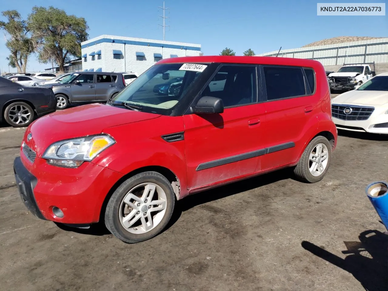 2010 Kia Soul + VIN: KNDJT2A22A7036773 Lot: 72027644