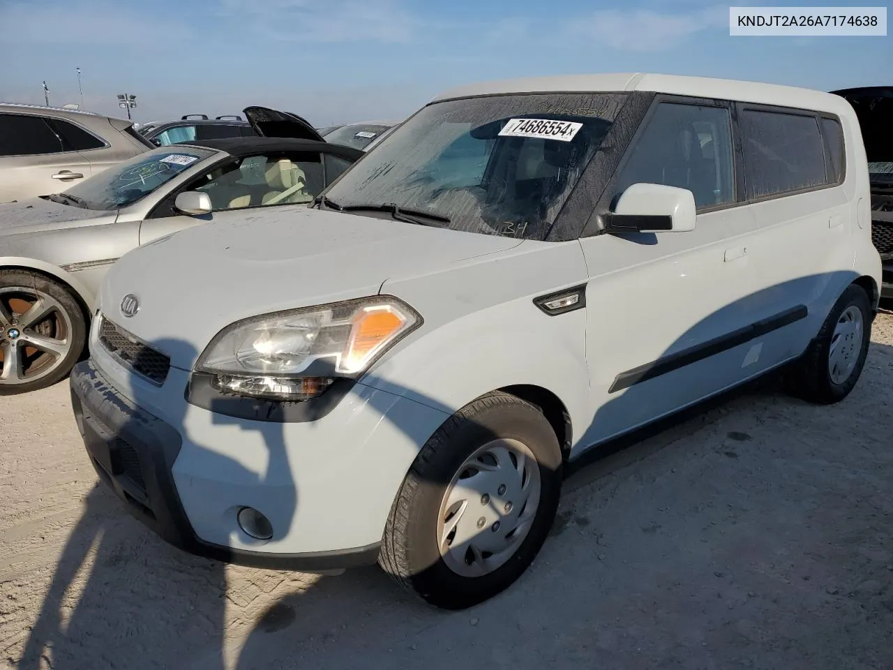 2010 Kia Soul + VIN: KNDJT2A26A7174638 Lot: 74686554