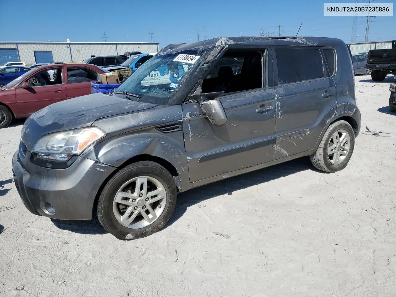 2011 Kia Soul + VIN: KNDJT2A20B7235886 Lot: 72188494