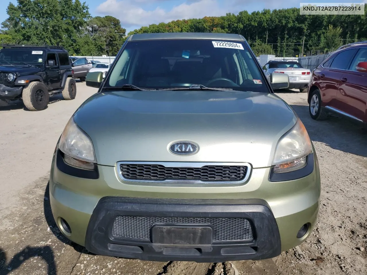 2011 Kia Soul + VIN: KNDJT2A27B7223914 Lot: 72229804