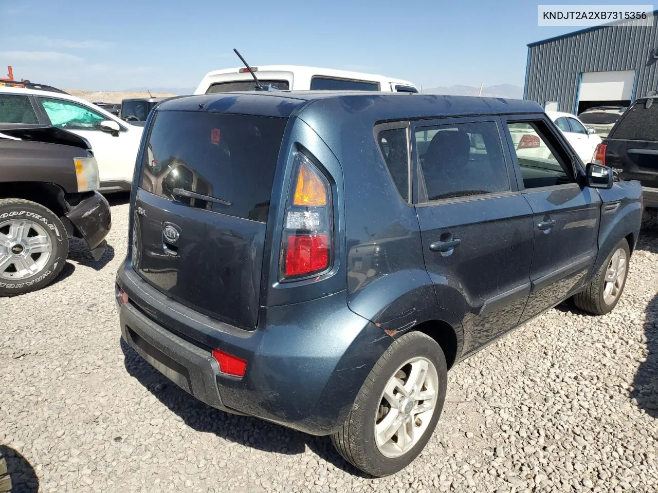 2011 Kia Soul + VIN: KNDJT2A2XB7315356 Lot: 73340254