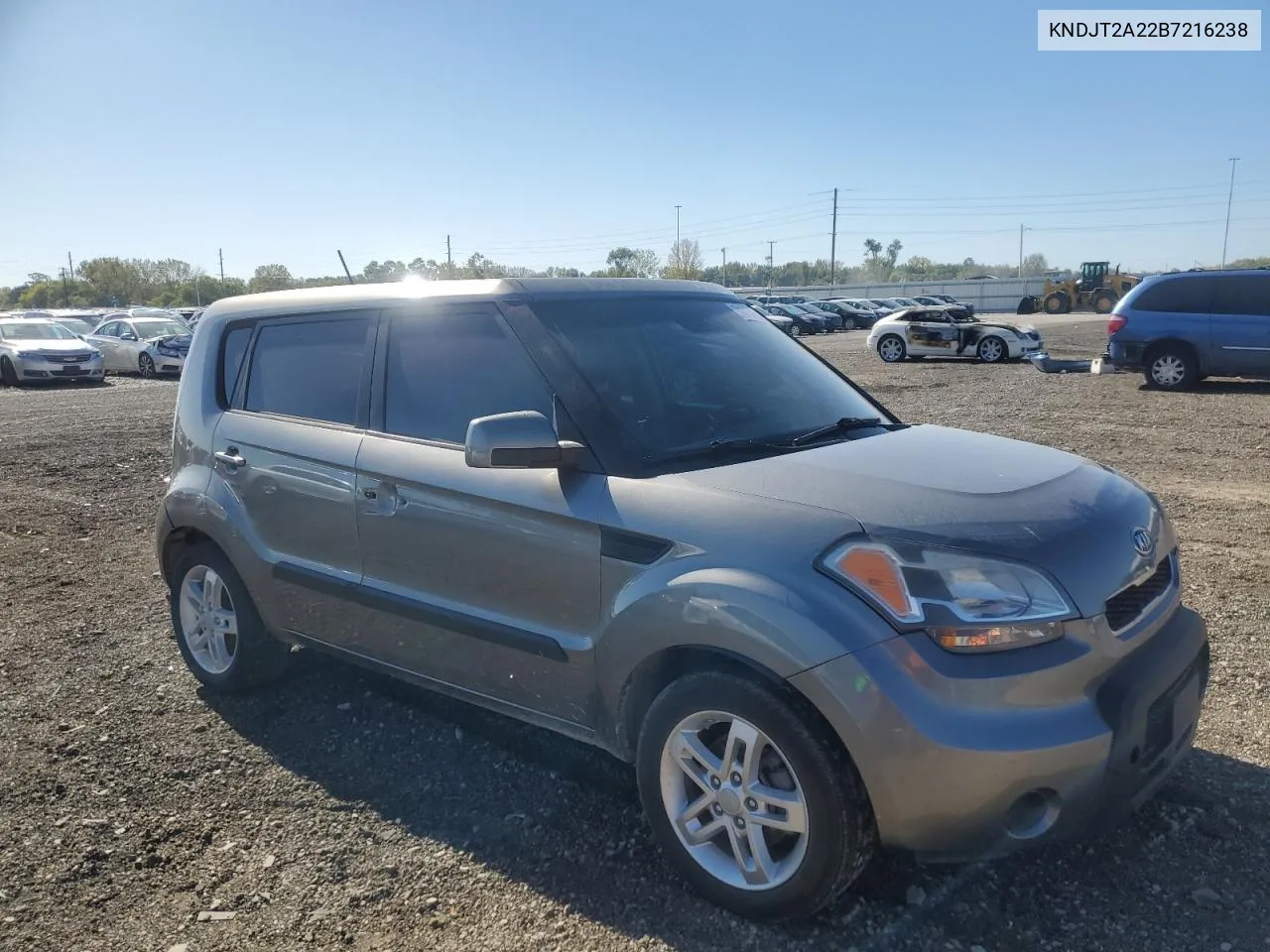 2011 Kia Soul + VIN: KNDJT2A22B7216238 Lot: 74310064